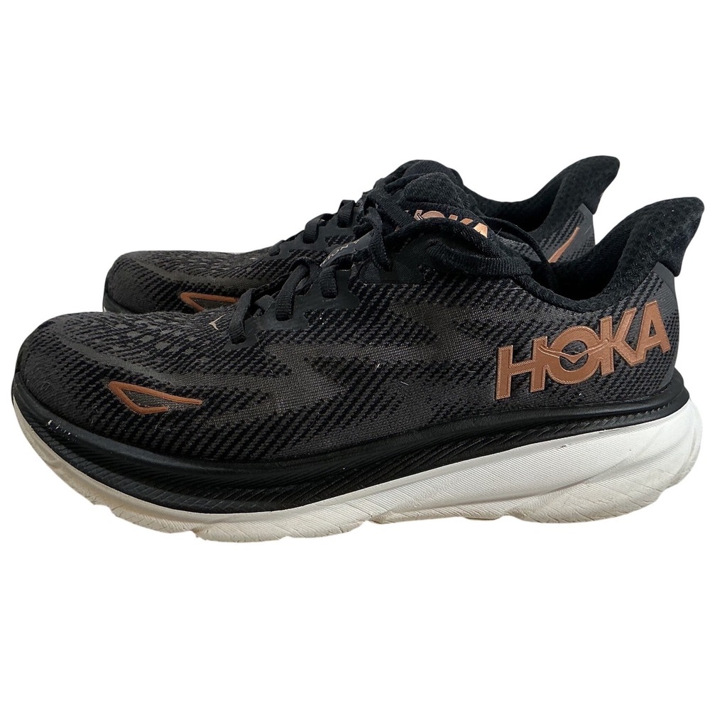 Hoka Clifton 9 Black Copper Running Shoes Womens 7.5 Wide 1132211 BCPPR